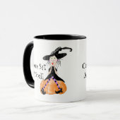 Kom zitten een spreuk heks Halloween Mok (Voorkant links)