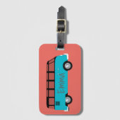 Kombi Van in blauw en oranje met naam Bagagelabel (Voorkant (verticaal))