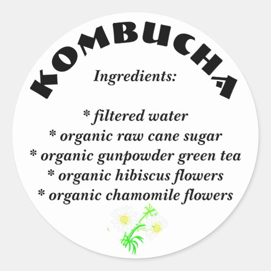 Kombucha Liste d'ingrédients Stickers (Devant)