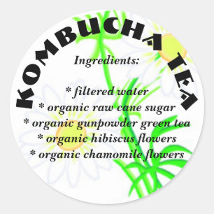 Kombucha Tea - Aangepaste ingrediënten Ronde Stick Sticker