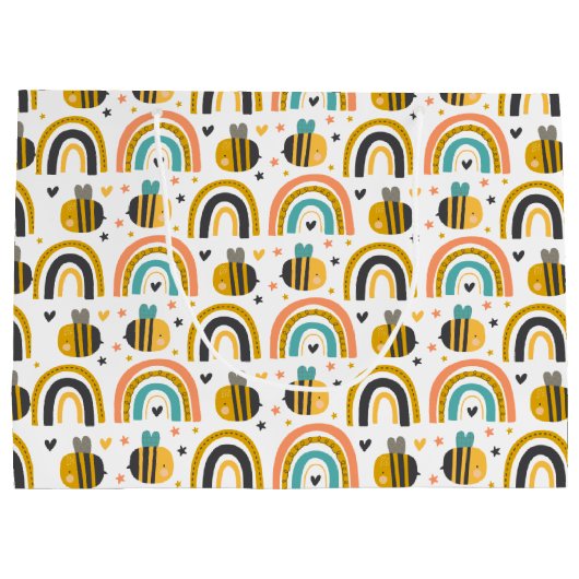 Kombule en regenbogen Pattern Birthday Groot Cadeauzakje (Achterkant)