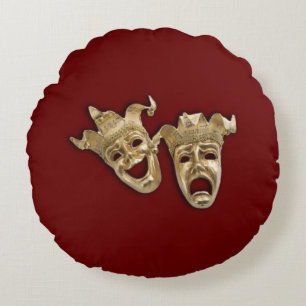 Komedie en tragedie Theater Dark Red Rond Kussen