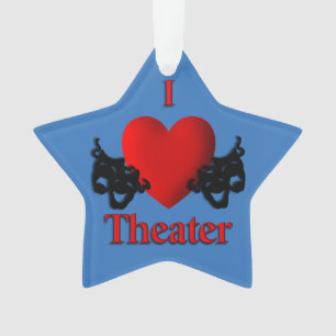 Komedie en Tragedie Theater Maskers Blauw Ornament