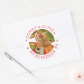 KOMEET CUPID RENDIER Grote ronde Stickers (Envelop)