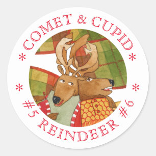 KOMEET CUPID RENDIER Grote ronde Stickers