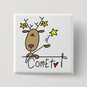Komeet Rendier Kerst T-shirts en Cadeaus Vierkante Button 5,1 Cm
