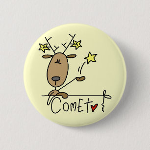 Komeet Rendier T-shirts en Cadeaus Ronde Button 5,7 Cm