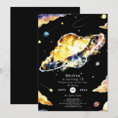 Komeet Whimsy Space Verjaardag Kaart (Voorkant / Achterkant)