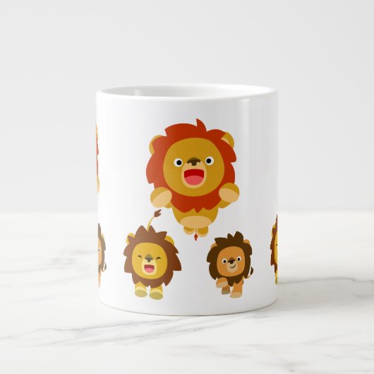 'Komend!' Drie Cute Cartoon Lions Jumbo Mok (Voorkant)