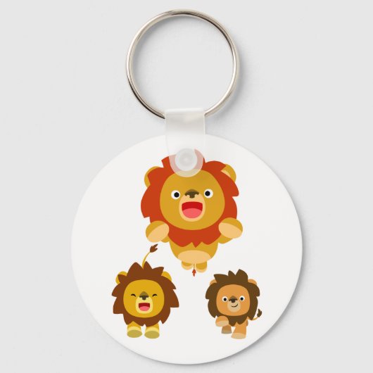 'Komend!' Drie Cute Cartoon Lions Sleutelhanger (Voorkant)