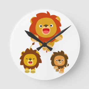 'Komend!' Drie-cute Cartoon luons wandklok Ronde Klok
