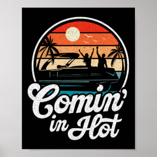 Komend Heet Grappige Pontonboot Meer Bootvaren Pa Poster