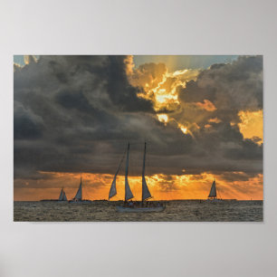 komend Storm op Sunset in Key West, Florida Poster