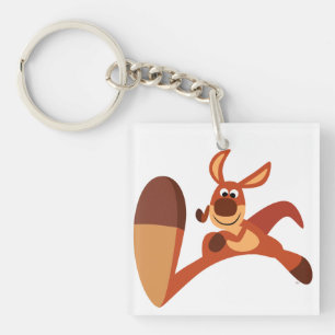 "Komende!" Kute Cartoon Kangaroo AcrylSleutelhange Sleutelhanger