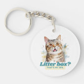 Komisch Kat "Kattenbak? Dat is mijn spa" Sleutelhanger (Voorkant)