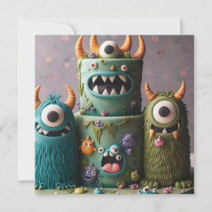 KOMISCHE DWAAS KOKKIGE MONSTER TAART VERJAARDAG KAART