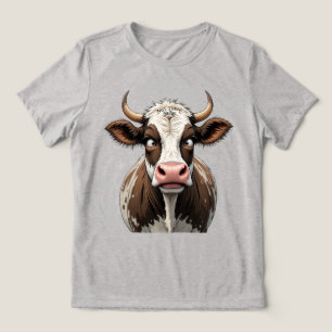 Komische Koe Met Grappige Tekst Op Voorhoofd Tri-Blend Shirt