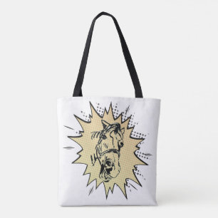 komische stijl paarden Poppy en Jamie illustratie Draagtas