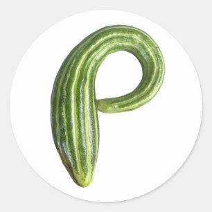 Komkommer - mooie verse groen gestreepte komkommer ronde sticker