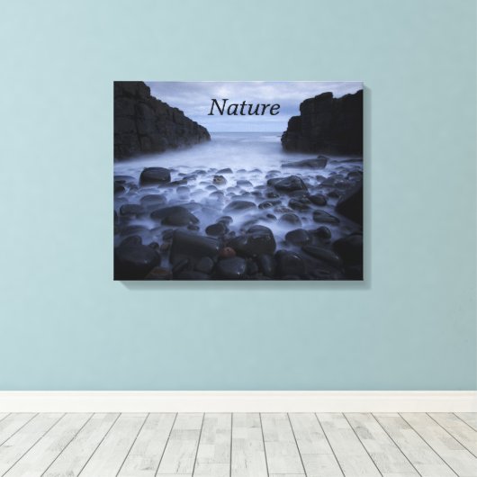 Kommen en Rocks langs het Ocean Shoreline Canvas (Insitu (Houten vloer))