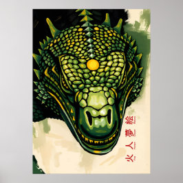 Komodo Dragon Armor Head – Fierce Reptilian Power Poster