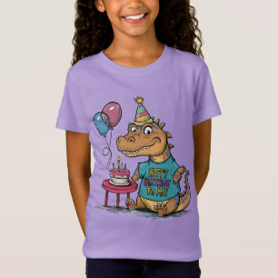 Komodo Dragon draagt verjaardagscadeau met pet T-shirt