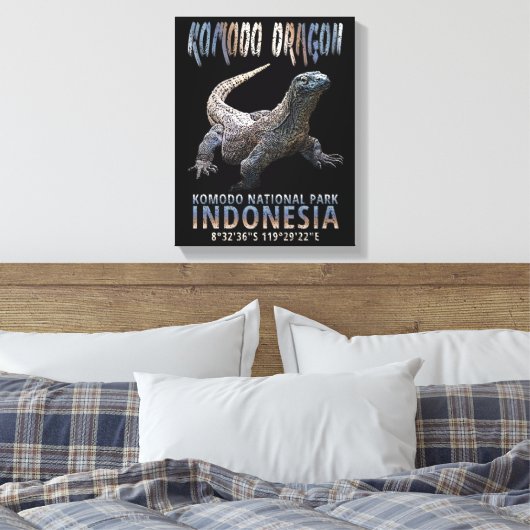 Komodo Dragon, 's werelds grootste hagedis. Canvas Afdruk (Insitu (Slaapkamer))