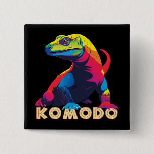 Komodo Dragon Vierkante Button 5,1 Cm