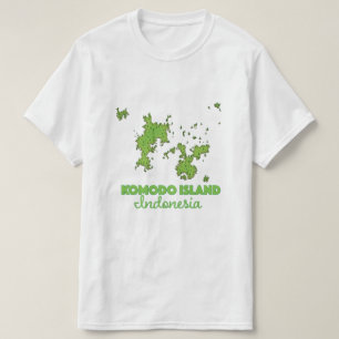 Komodo eiland Indonesië Kaart T-shirt