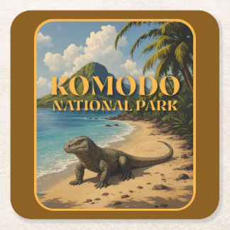Komodo National Park Vierkante Kartonnen Onderzetter