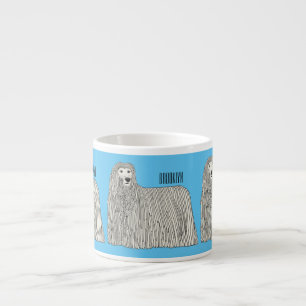 Komondor cartoon illustratie espresso kop