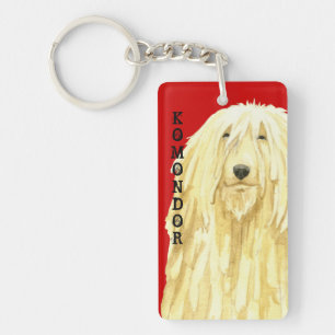 Komondor kleurenblok sleutelhanger
