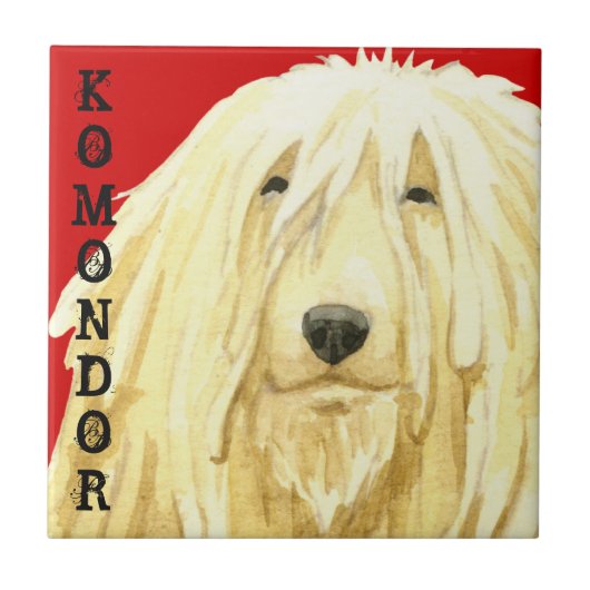 Komondor kleurenblok tegeltje (Voorkant)