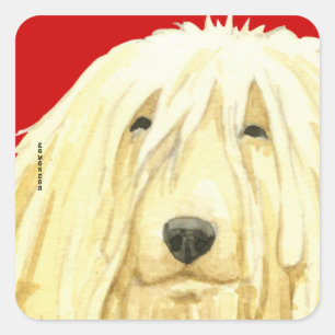 Komondor kleurenblok vierkante sticker