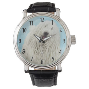 Komondor schilderen - Kute Original Dog Art Horloge