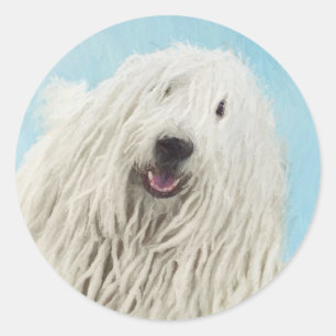 Komondor schilderen - Kute Original Dog Art Ronde Sticker