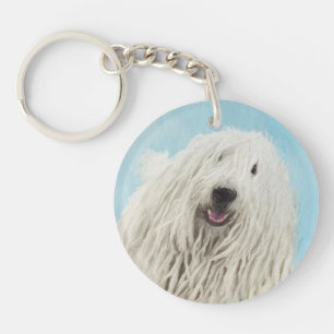 Komondor schilderen - Kute Original Dog Art Sleutelhanger
