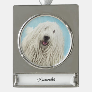 Komondor schilderen - Kute Original Dog Art Verzilverd Banner Ornament