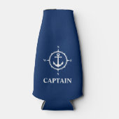 Kompas Anker Blauw Kapitein Flesjeskoeler (Voorkant)