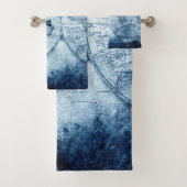  kompas | Blue Grunge Nautical Zee Chart Bad Handdoek (Insitu)