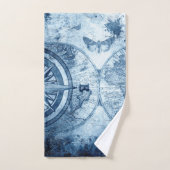  kompas | Blue Grunge Nautical Zee Chart Bad Handdoek (Handdoek)