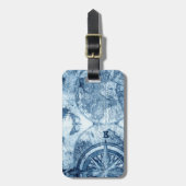  kompas | Blue Grunge Nautical Zee Chart Bagagelabel (Voorkant verticaal)