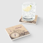  kompas gepersonaliseerd stenen Onderzetter (Zijkant)