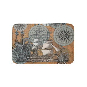 Kompas Roos  nautische octopus Badmat