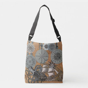 Kompas Roos nautische octopus Crossbody Tas
