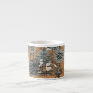 Kompas Roos  nautische octopus Espresso Kop