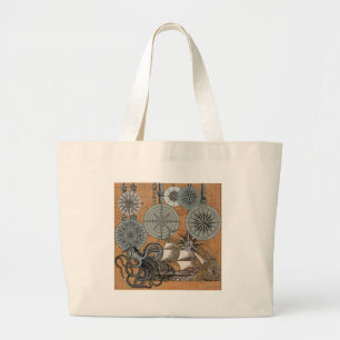 Kompas Roos nautische octopus Grote Tote Bag