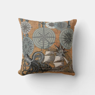 Kompas Roos nautische octopus Kussen