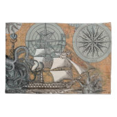 Kompas Roos nautische octopus Kussensloop (Achterkant)