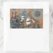 Kompas Roos  nautische octopus Rechthoekige Sticker (Tas)